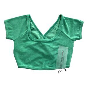 Solo Mio Castor Crop Top Double Sided in Gumdrop Green